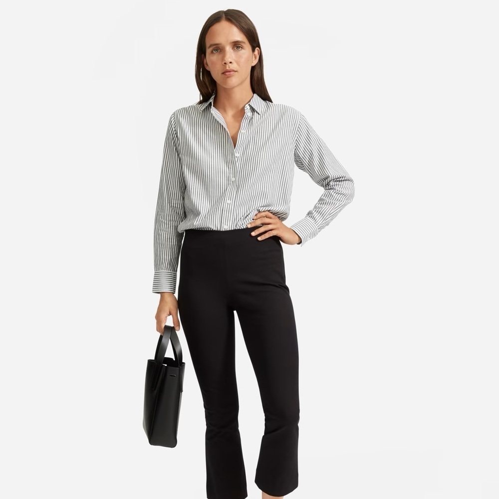 Everlane White and Black Striped Button-Down Shirt
